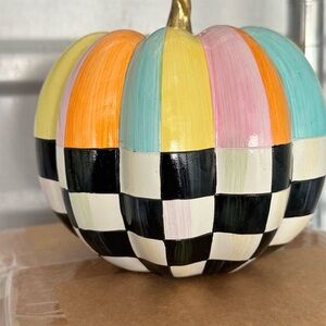 MacKenzie-Childs 6” Multicolor Checkered Pumpkin